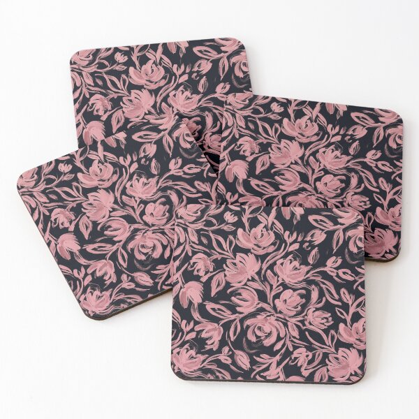 Item preview, Elegant Pink Floral Blossoms on Dark Background designed and sold by Owcomm.