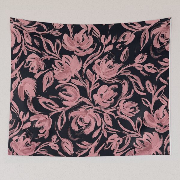 Item preview, Elegant Pink Floral Blossoms on Dark Background designed and sold by Owcomm.