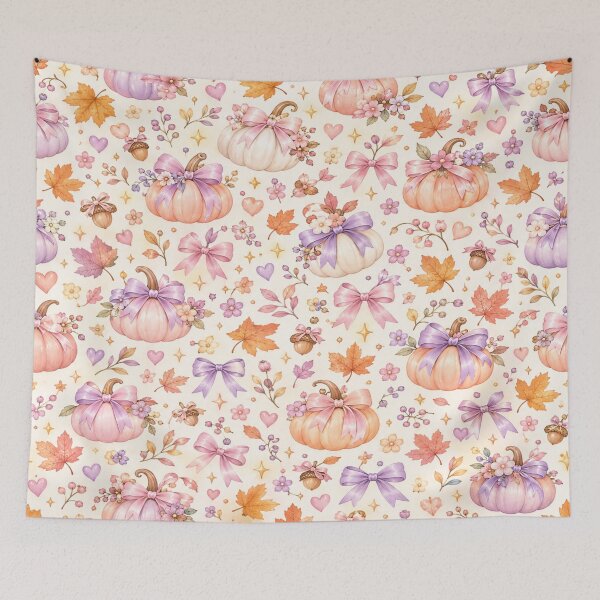 Item preview, Coquette Pastel Pumpkin Bow Autumn Pattern designed and sold by Moonlight Studio.