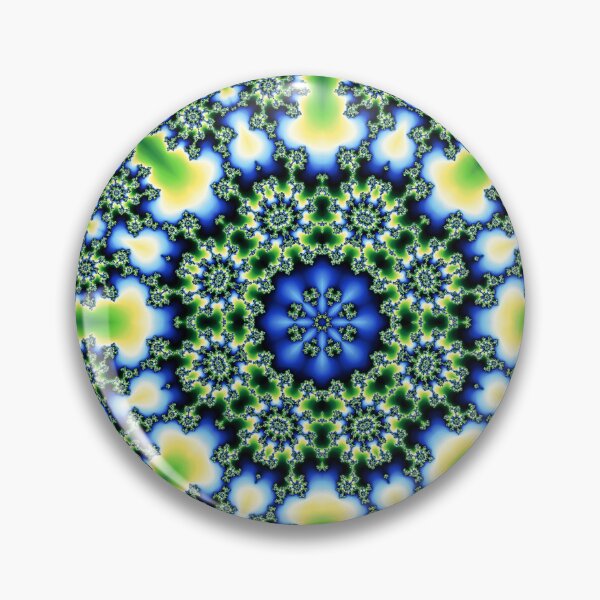 Item preview, Fractal Kaleidoscope Snowflake Green Yellow Blue on Black designed and sold by Stevercortinas.