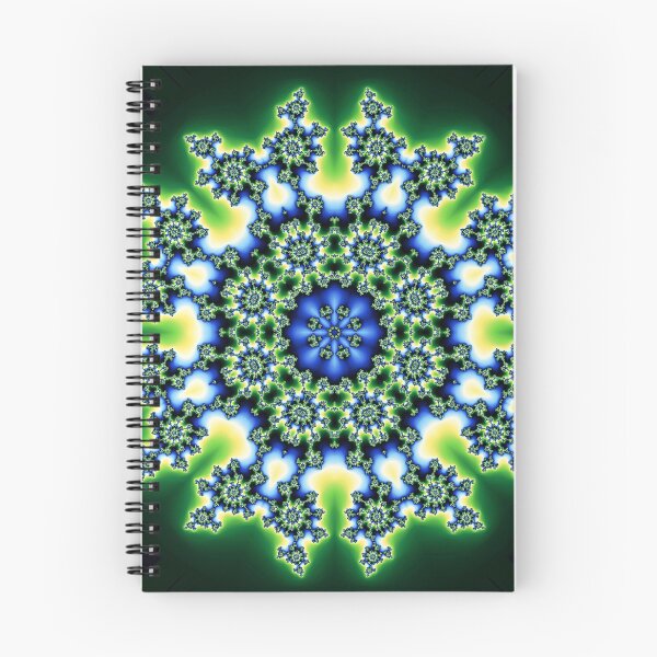 Item preview, Fractal Kaleidoscope Snowflake Green Yellow Blue on Black designed and sold by Stevercortinas.