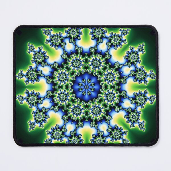 Item preview, Fractal Kaleidoscope Snowflake Green Yellow Blue on Black designed and sold by Stevercortinas.