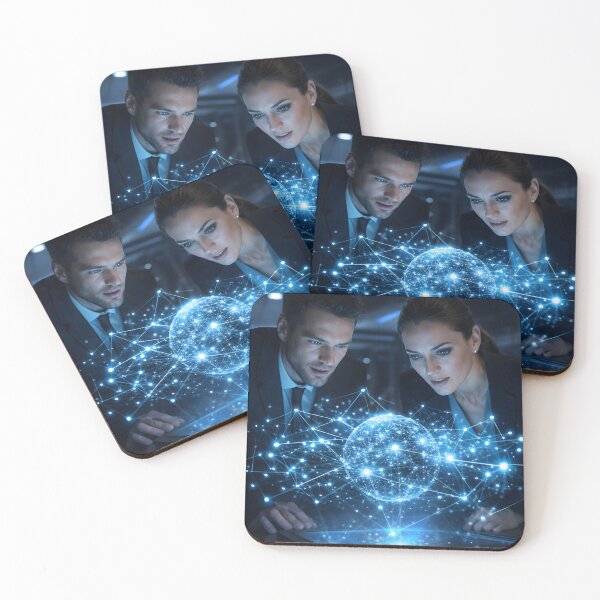 Item preview, Business Professionals Analyzing Glowing Holographic Network designed and sold by homydesign.