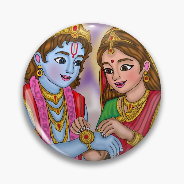 Item preview, Lord Krishna and Subhadra Rakhi Special Digital Drawing | Sibling Love Artwork designed and sold by Harshit_Digital_Arts.