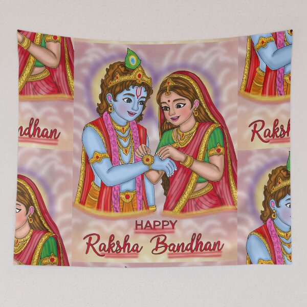Item preview, Lord Krishna and Subhadra Rakhi Special Digital Drawing | Sibling Love Artwork designed and sold by Harshit_Digital_Arts.