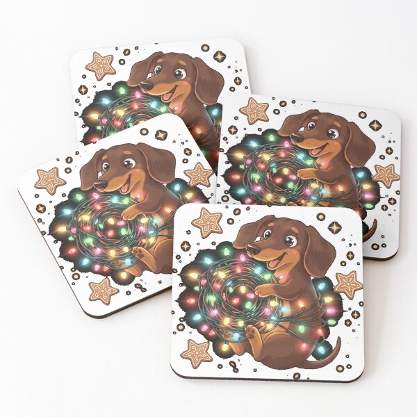 Item preview, Happy Christmas Dachshund Puppy Tangled in Retro Christmas Lights Classic T-Shirt designed and sold by Djtahar15.