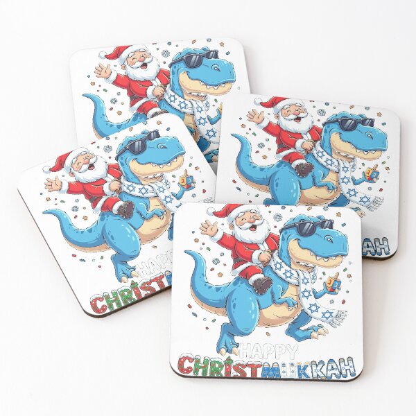 Item preview, Happy Christmukkah Santa Rides Jewish T Rex Menorah Chanukah Classic T-Shirt (2) designed and sold by VibeCrafteria.