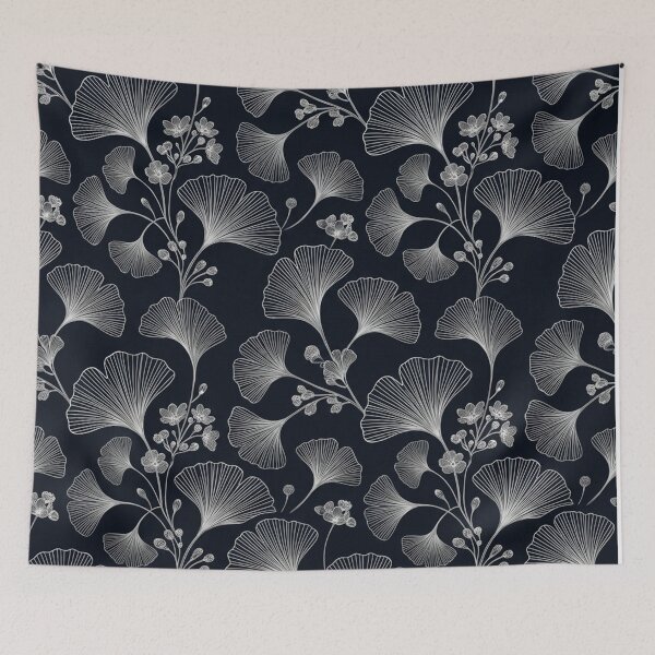 Item preview, Elegant Silver Ginkgo Biloba Line Art Pattern designed and sold by Owcomm.