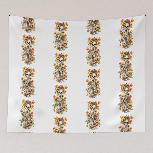 Item preview, Watercolor Autumn Skeleton with Sunflowers  designed and sold by silviaol.