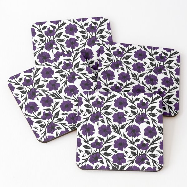 Item preview, Dark Purple Floral Silhouette Pattern Art designed and sold by Owcomm.