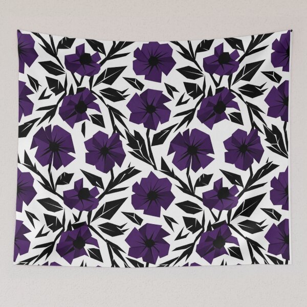 Item preview, Dark Purple Floral Silhouette Pattern Art designed and sold by Owcomm.