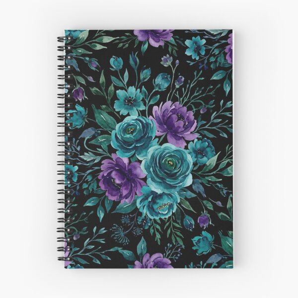 Item preview, Moody Teal and Purple Watercolor Floral Pattern designed and sold by Owcomm.