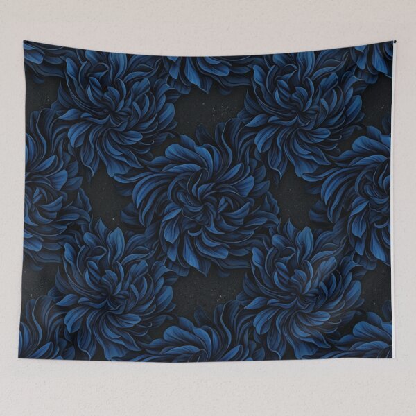 Item preview, Dark Blue Chrysanthemum Floral Seamless Pattern designed and sold by Owcomm.