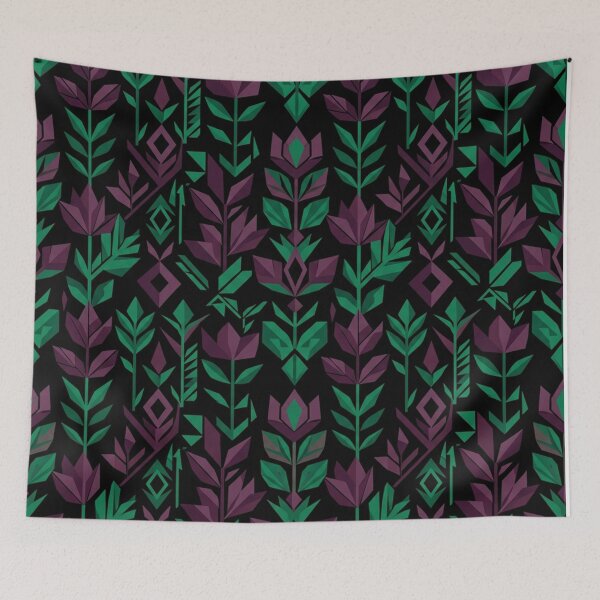 Item preview, Geometric Floral Folk Mosaic Pattern Artwork designed and sold by Owcomm.