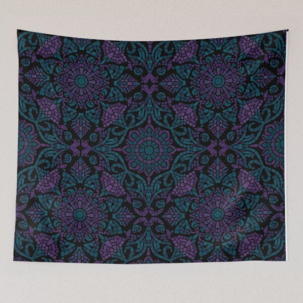 Item preview, Dark Teal Floral Mosaic Mandala Pattern designed and sold by Owcomm.