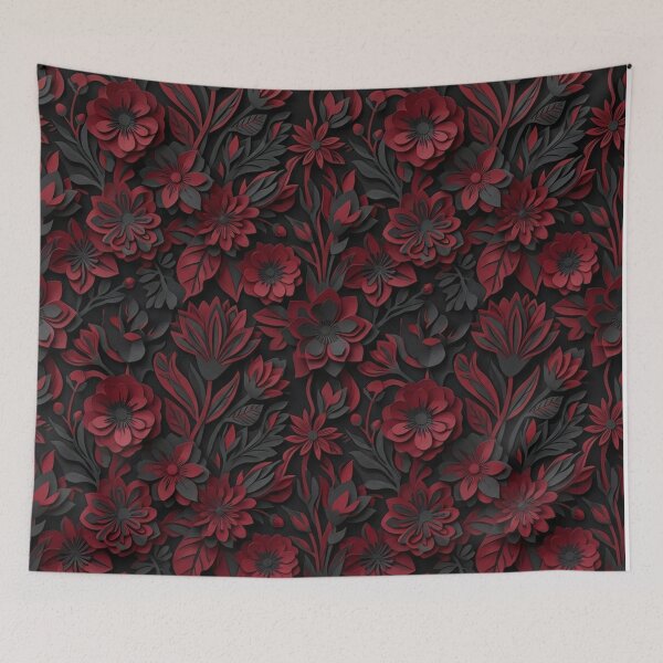 Item preview, Dark Red Floral Papercut Seamless Pattern designed and sold by Owcomm.