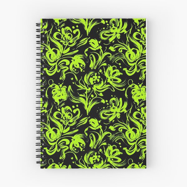 Item preview, Neon Lime Floral Brushstroke Pattern Black designed and sold by Owcomm.