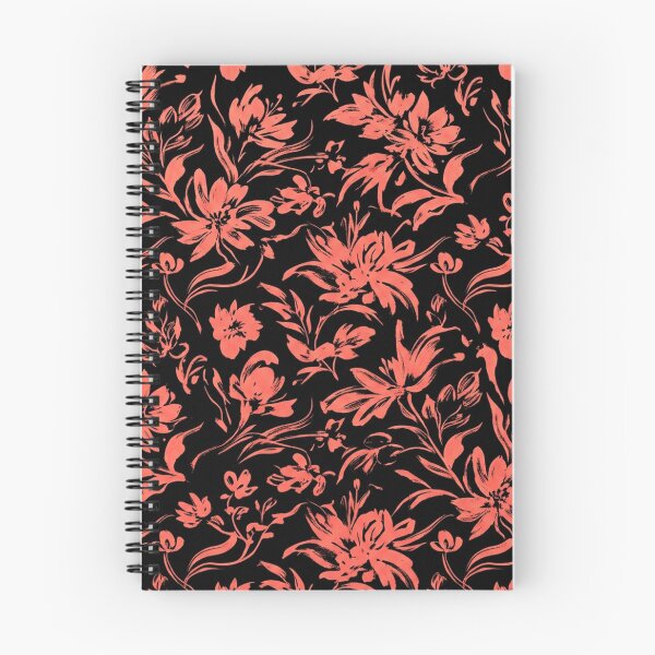 Item preview, Coral Pink Floral Pattern On Black designed and sold by Owcomm.