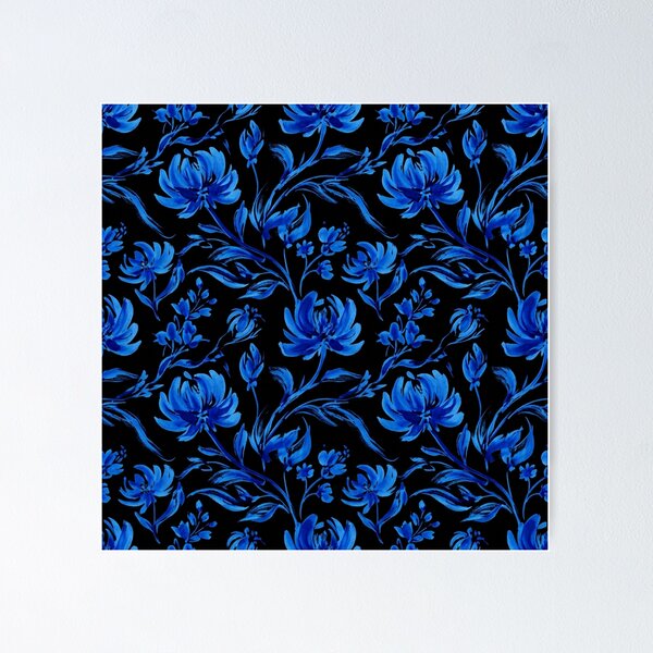 Item preview, Elegant Midnight Blue Floral Watercolor Pattern designed and sold by Owcomm.