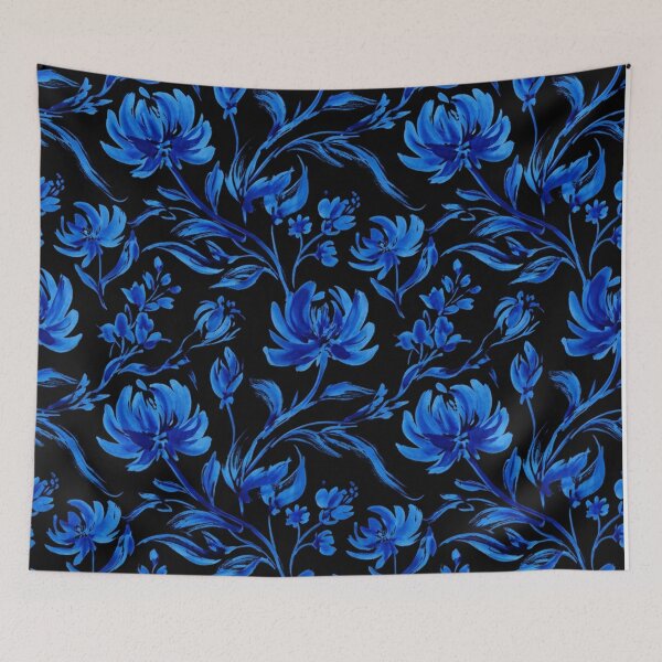 Item preview, Elegant Midnight Blue Floral Watercolor Pattern designed and sold by Owcomm.