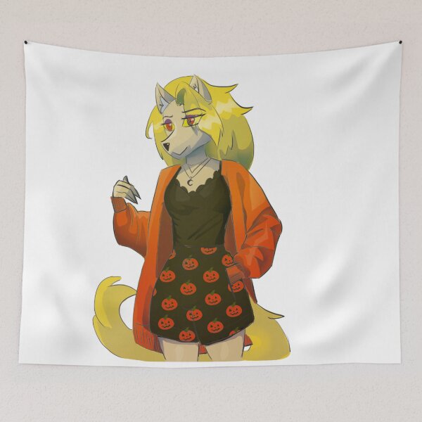 Item preview, Kawaii Silver Halloween. Blonde Wolf in Pumpkin Dress designed and sold by Estefanía Aparici.