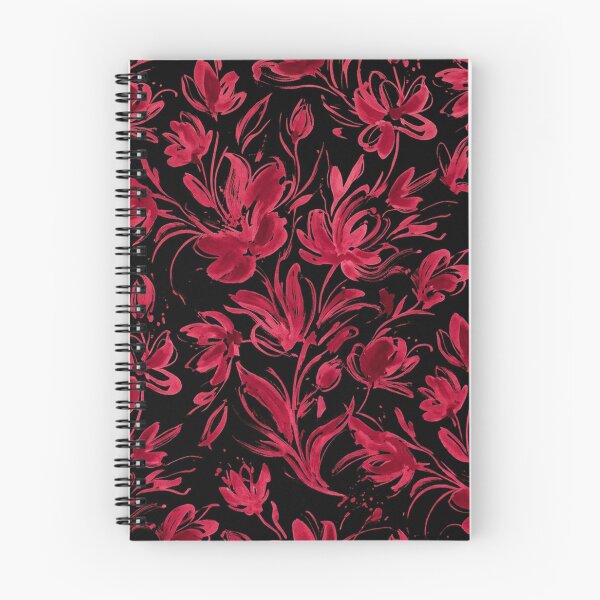 Item preview, Red Watercolor Floral Pattern On Black designed and sold by Owcomm.