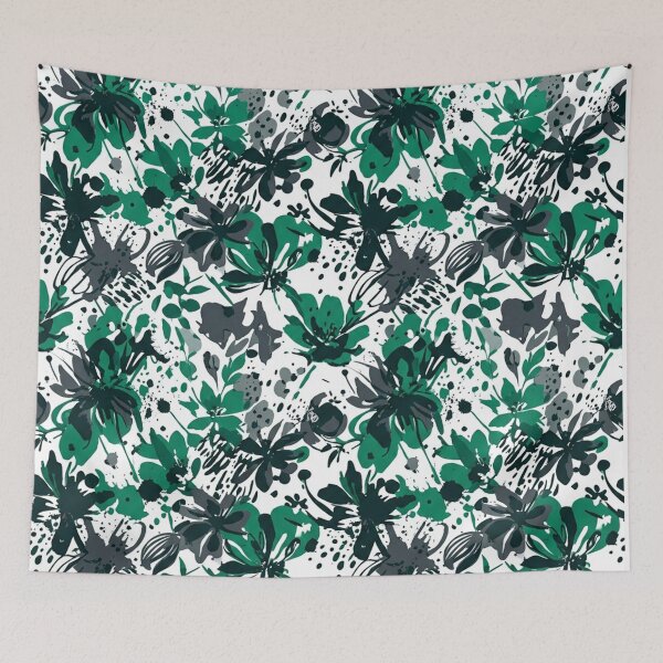 Item preview, Emerald Green Wildflower Botanical Floral Pattern designed and sold by Owcomm.