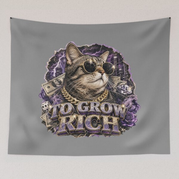 Item preview, To Grow Rich Cool Cat Streetwear Graphic Art designed and sold by Vision Crafted.