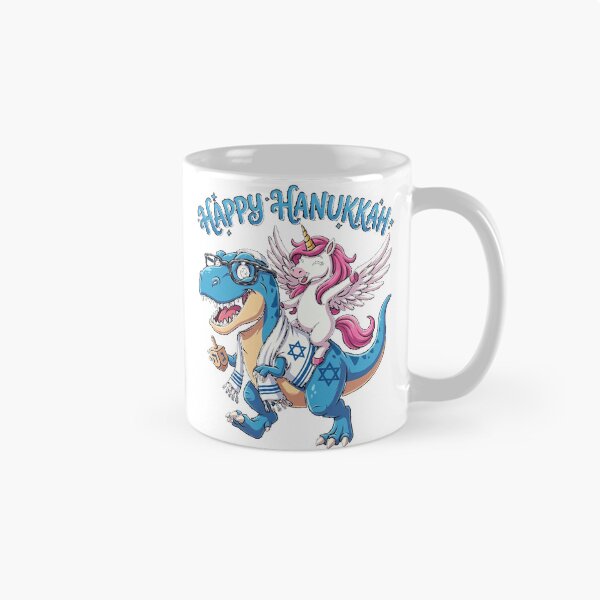 Item preview, Jewnicorn Funny Hanukkah Unicorn T-Rex Girl Women Pajamas Classic T-Shirt designed and sold by RoReshop.