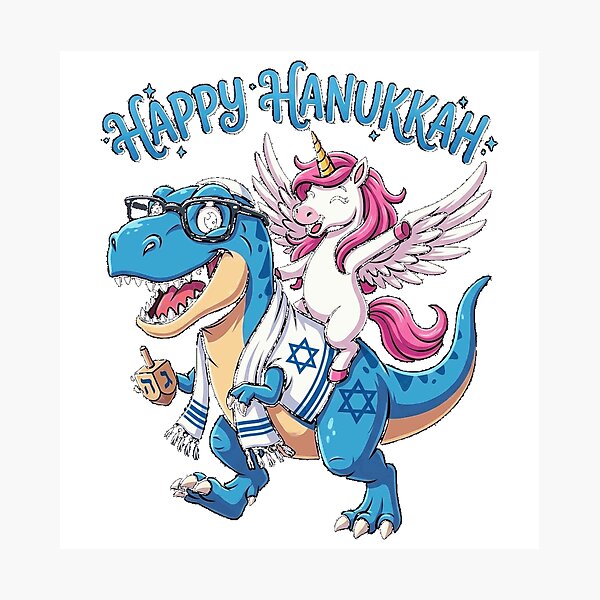 Item preview, Jewnicorn Funny Hanukkah Unicorn T-Rex Girl Women Pajamas Classic T-Shirt designed and sold by RoReshop.