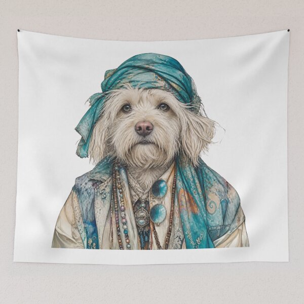 Item preview, Bohemian Dog in Headscarf designed and sold by FlowerSeller1.