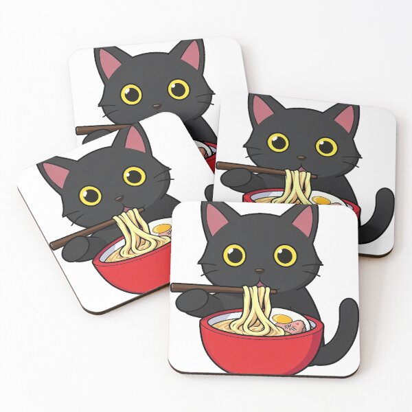 Item preview, Black Cat Eating Ramen designed and sold by V3S0.