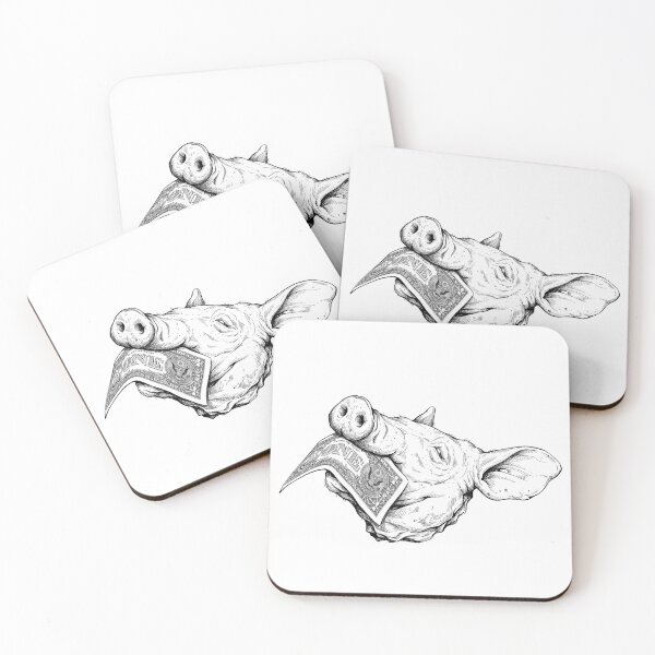 Item preview, Pig Head with Dollar Bill designed and sold by Naux | Design & Illustration.