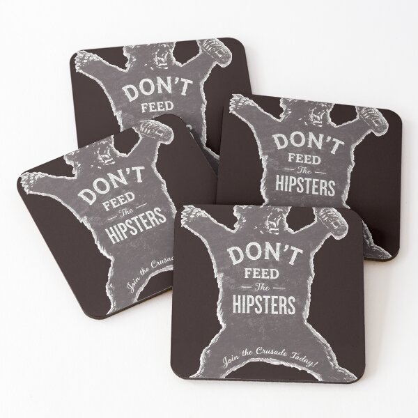 Item preview, Don't Feed Hipsters Bear Silhouette Vintage Chalkboard Art designed and sold by AXA-Walahada.