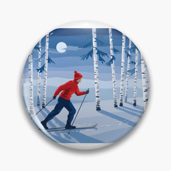 Item preview, Nordic Christmas Cross-Country Skier Birch Forest Moonlight Art designed and sold by Freckled-Monkey.