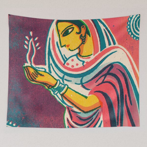 Item preview, Vintage Indian Woman in Sari Holding a Flame designed and sold by Fani*.