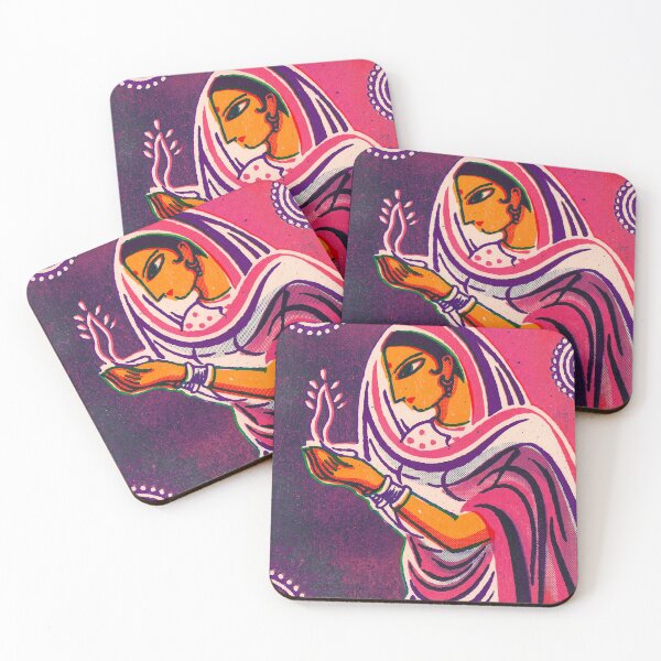 Item preview, Indian Woman in Pink Sari Holding a Flame designed and sold by Fani*.