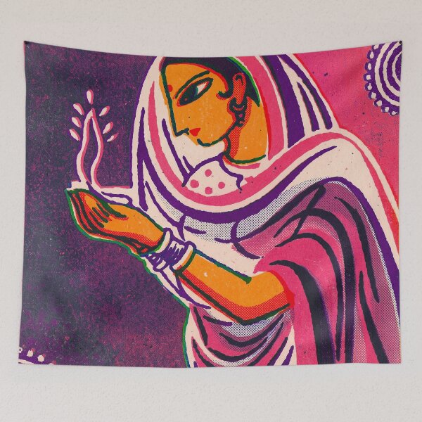 Item preview, Indian Woman in Pink Sari Holding a Flame designed and sold by Fani*.