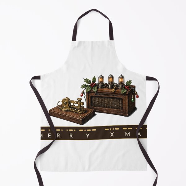 Item preview, Merry Xmas in Morse Code Telegraph Key and Tube Radio Christmas designed and sold by Freckled-Monkey.