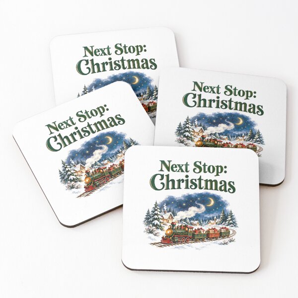 Item preview, Next Stop Christmas – Vintage Steam Train Winter Illustration designed and sold by CheersTOGETHER.