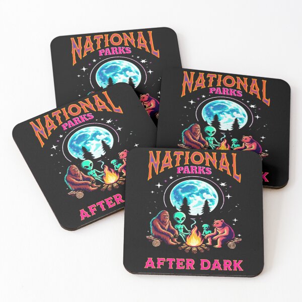Item preview, National Parks After Dark Retro Bigfoot Alien Campfire designed and sold by Neon Bones Studio.