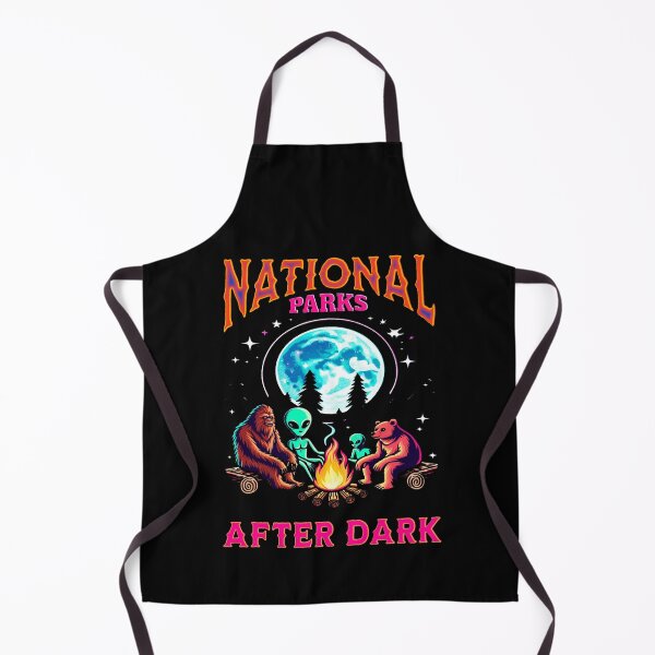 Item preview, National Parks After Dark Retro Bigfoot Alien Campfire designed and sold by Neon Bones Studio.