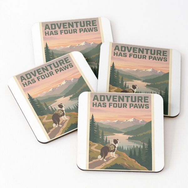 Item preview, Border Collie Adventure Hiking Poster designed and sold by PictoVibe.