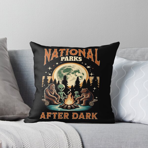 Item preview, National Parks After Dark Retro Bigfoot Alien Campfire designed and sold by Neon Bones Studio.