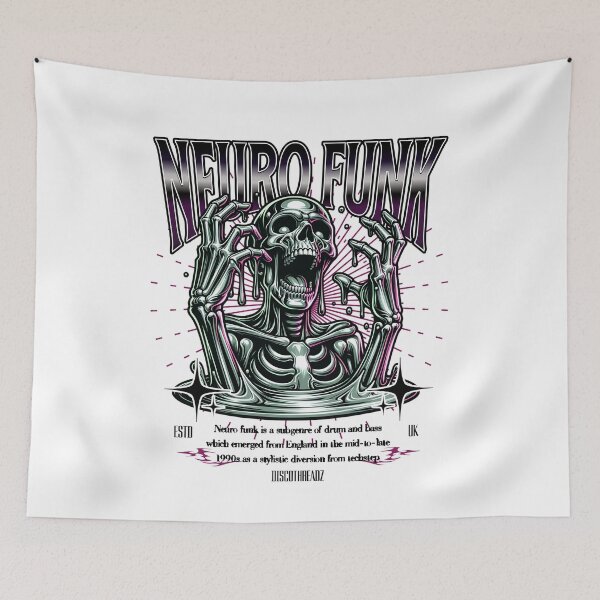 Item preview, NEUROFUNK - Chrome Skeleton Melt (Black) designed and sold by Discothreadz.