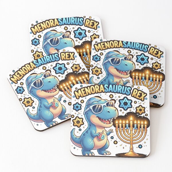 Item preview, Menorasaurus Hanukkah Dinosaur - Cute Blue T Rex Classic T-Shirt designed and sold by gidget-gadget.