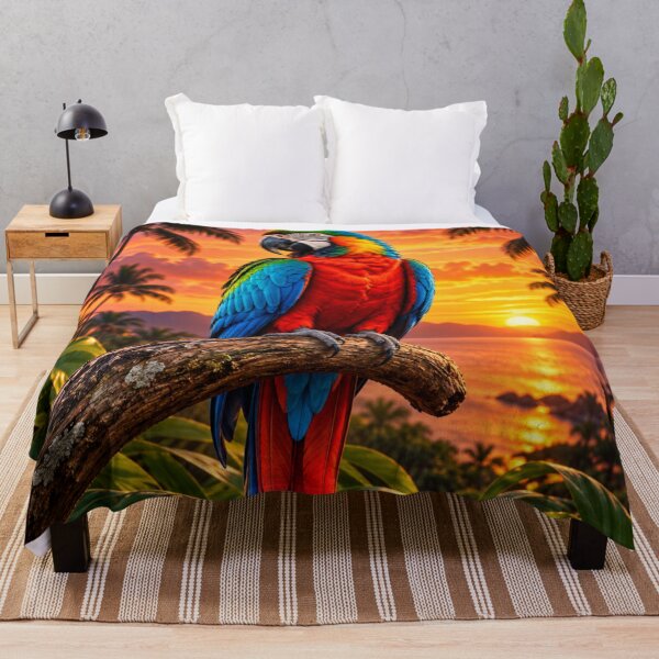Item preview, Vibrant Macaw Over a Tropical Sunset designed and sold by Sillytoe.