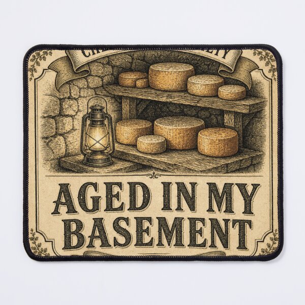 Item preview, Aged in My Basement Aged Cheese Art designed and sold by BoosterShop.