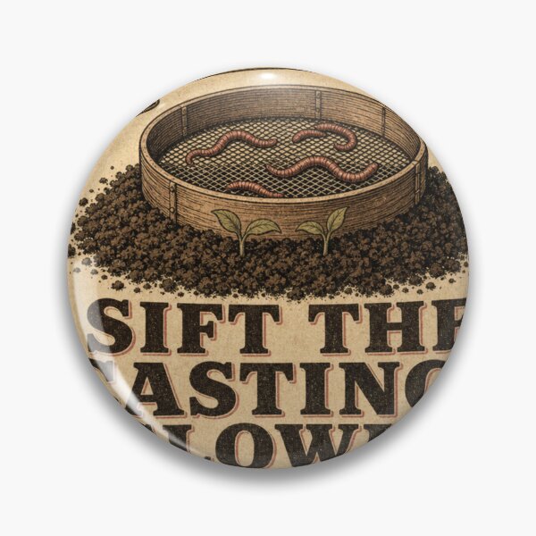 Item preview, Sift the Castings Slowly Vermicompost Badge designed and sold by BoosterShop.