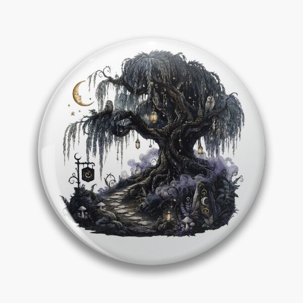 Item preview, Enchanted Moonlit Willow Tree Mystical Dark Forest Gothic Fantasy Art designed and sold by inkoutninja.